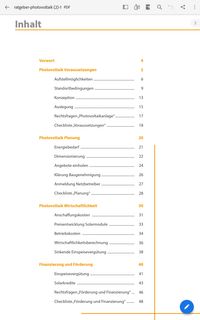 Inhaltsverzeichnis Ratgeber Photovoltaik S1